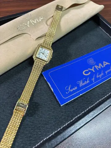CYMA 914 골드 팔찌 손목시계 스퀘어 금 작동하지 않는 상품
