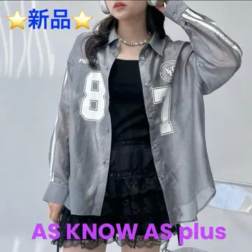 새상품 AS KNOW AS plus 소매 라인 시어 빅 사이즈 셔츠