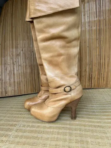 천연 가죽 롱 부츠 S
