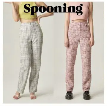 한국 SPOONING glowny 글로니 트위드 팬츠 화이트