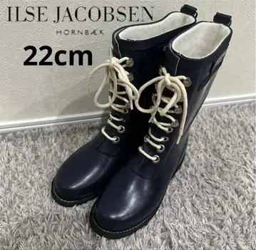 ILSE JACOBSEN 레인부츠 레이스업 네이비 22.0cm