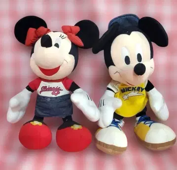 디즈니 미키 미니 페어 봉제 인형 2000년 티셔츠 청바지