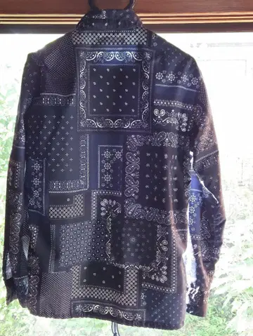 반다나 패턴 블루 나일론 셔츠 자켓