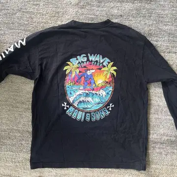 Maui and Sons 빅 웨이브 긴팔 티셔츠 M 블랙