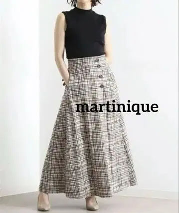 martinique 프론트 버튼 체크 스커트 / 오쿠사 나오코 씨 콜라보