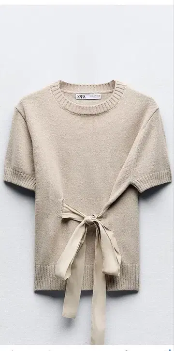 ZARA 리본 포함 베이지 니트 스웨터
