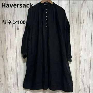 Haversack 프렌치 워크 원피스 린넨 100% 블랙