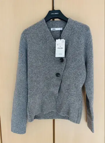 ZARA 울 혼방 니트 자켓 가디건 M 그레이