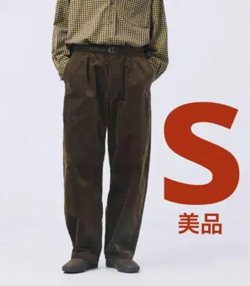 UNIQLO U 코듀로이 턱 와이드 팬츠 브라운 S 사이즈 유니클로