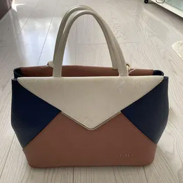 FURLA 토트백 네이비 화이트 브라운