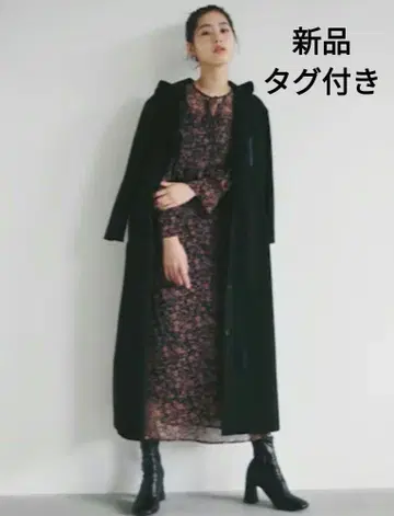 택 포함 새상품 kaene 오버 모즈 코트 블랙 일본제