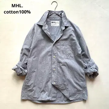 192MHL. 코튼 100% 긴팔 블루 계열 셔츠 S 마가렛호웰