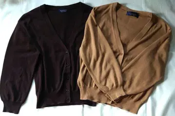 JUSGLITTY 저스길리티 7부 소매 가디건 브라운 베이지