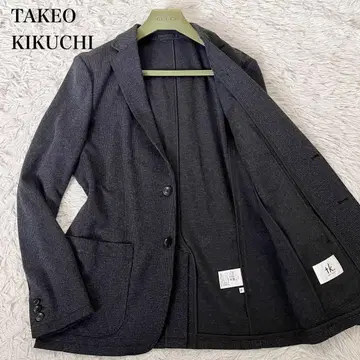 새상품급 다케오 키쿠치 테일러드 자켓 체크 본절사 다크 그레이 XL