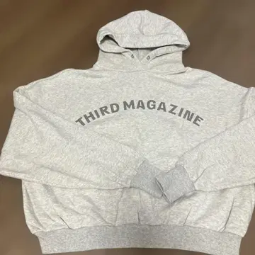THIRD MAGAZINE 후드 부착 후드티 그레이