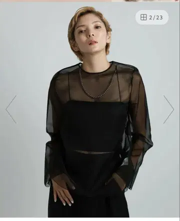 BRILL 오간자 블랙 긴팔 셔츠
