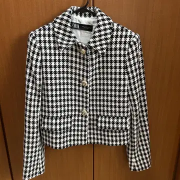 ZARA 하운드 투스 크롭 자켓 XS