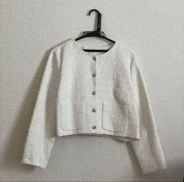 H&M 여성용 자켓 트위드 자켓 화이트