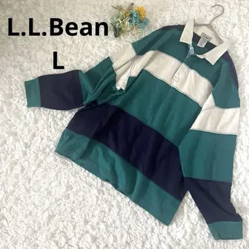 엘엘빈 남성용 라거 셔츠 긴팔 보더 피케 셔츠 L 빈티지