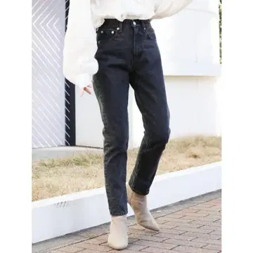Ungrid 블랙 하이웨스트 슬림 데님