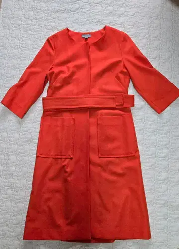 COS 오렌지 무릎 아래 코트 7부 소매