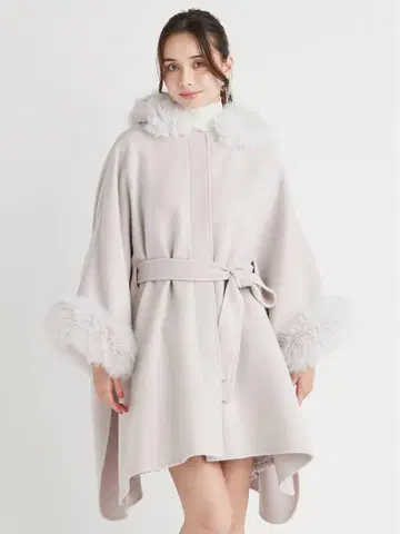 celford 셀포드 퍼 판초 코트 LGRY