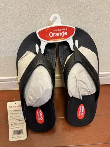 미사용 새상품 OKABASHI 블랙 샌들 L 사이즈 orange 콜라보