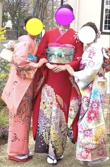 후리소데 톨 사이즈 츠지카 꽃 순수 실크 착용 한 번!