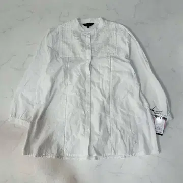 미사용품 DECOY 데코이 레이스 블라우스 백조 자수 L 화이트