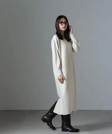 와플 골지 V넥 니트 원피스
