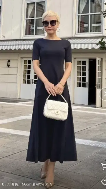 JENNE 보트넥 티셔츠 원피스 네이비 S