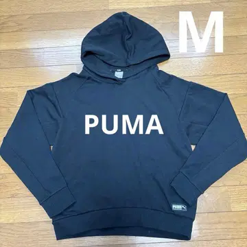 PUMA 블랙 후드 부착 후드티 M