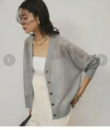 ADAM ET ROPE' 브라이트 라메 V넥 시어 가디건
