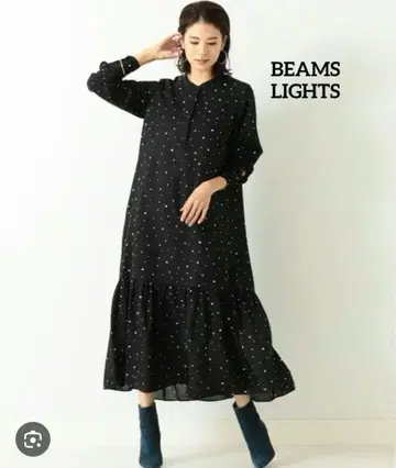 새상품 빔즈 랜덤 도트 무늬 비에라 원피스 롱 기장