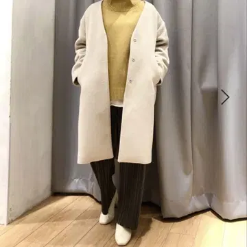[ 미사용 새상품 익일 배송 ] 로리즈팜 메리노 노카라 코트