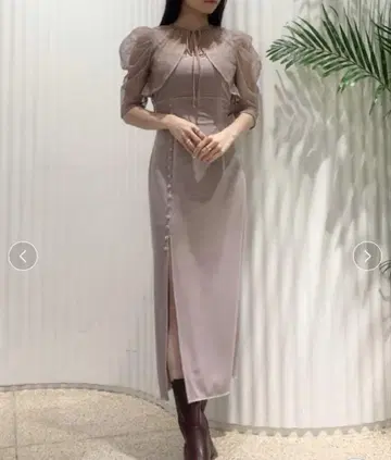 SNIDEL 프릴 맥시 드레스 베이지