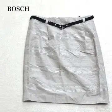 보쉬 무릎 기장 섀도우 보더 패턴 타이트 스커트 벨트 포함 포멀 고급