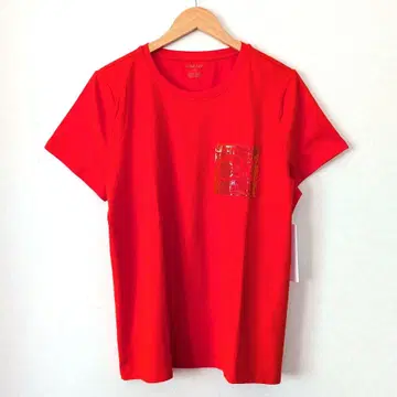 미사용 새상품 택 포함 CK T셔츠 크루넥 반팔 스팽글 포켓 L