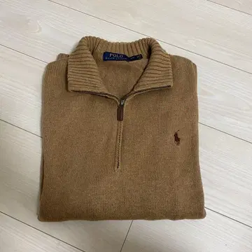 POLO 브라운 니트 스웨터 집업