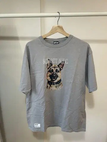 SCHOTT NYC 강아지 프린트 T셔츠 그레이