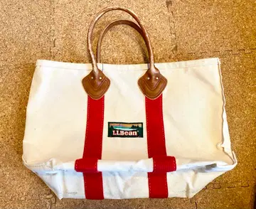 LLBean 80's 빈티지 토트백 레드 가죽 핸들