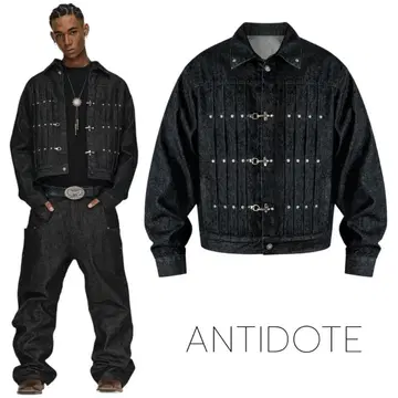 익일 배송 ANTIDOTE 스터드 장식 다크 데님 자켓
