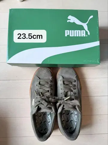 PUMA 통굽 스니커즈 카키 x 러버 솔 23.5cm