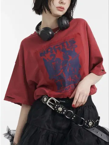그런지 그래픽 T셔츠 레드