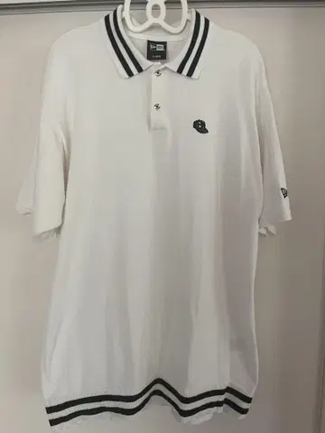 골프웨어 NEW ERA 화이트 니트 피케 셔츠