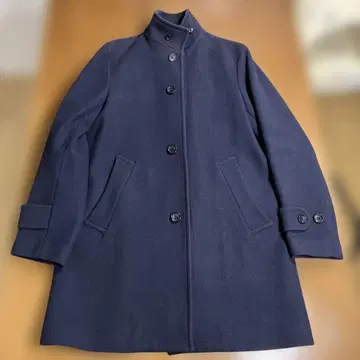 United arrows 울 코트 네이비 그린 라벨