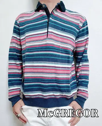 새상품급 레어 McGREGOR 스트라이프 긴팔 니트 피케 셔츠 M 사이즈