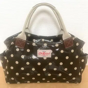 캐스키드슨 도트 무늬 토트백 핸드백 카키