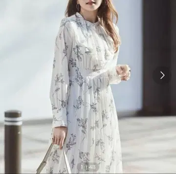 NATURAL BEAUTY BASIC 꽃무늬 프릴 플리츠 원피스 S