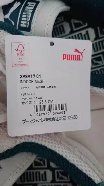 PUMA INDOOR MESH 25.5CM 화이트/그린